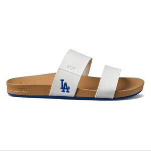 Dodgers Reef x MLB Cushion Comfort Slide Sandals with Blue LA Logo Size 7 NWT